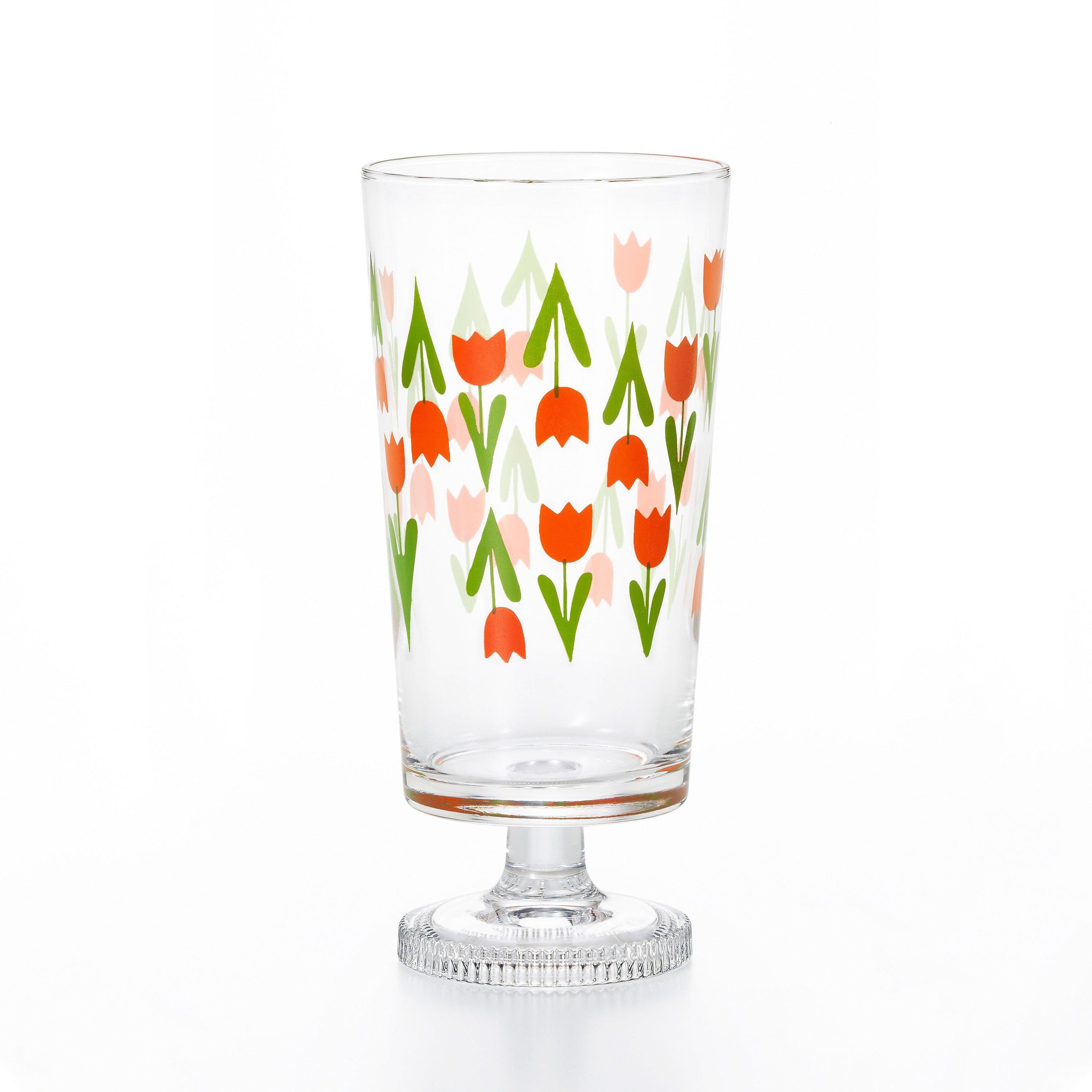 Japan Aderia Limited Edition - Showa Retro Floral Glass Goblet (Orange Tulip)