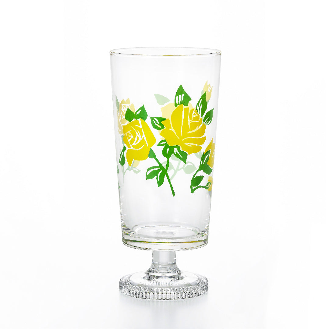 Japan Aderia Limited Edition - Showa Retro Floral Glass Goblet (Yellow Ross)