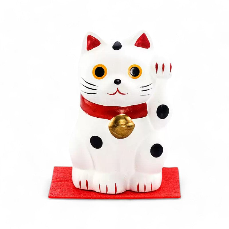 Japan Yakushigama - Colourful Fukusuke Lucky Cat (White)