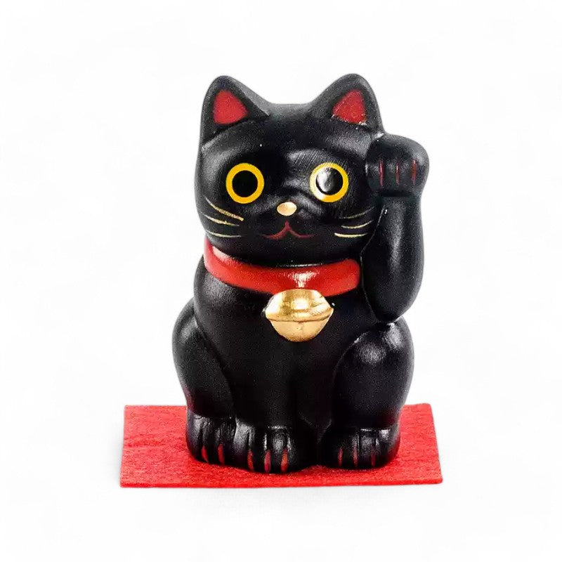 Japan Yakushigama - Colourful Fukusuke Lucky Cat (Black)