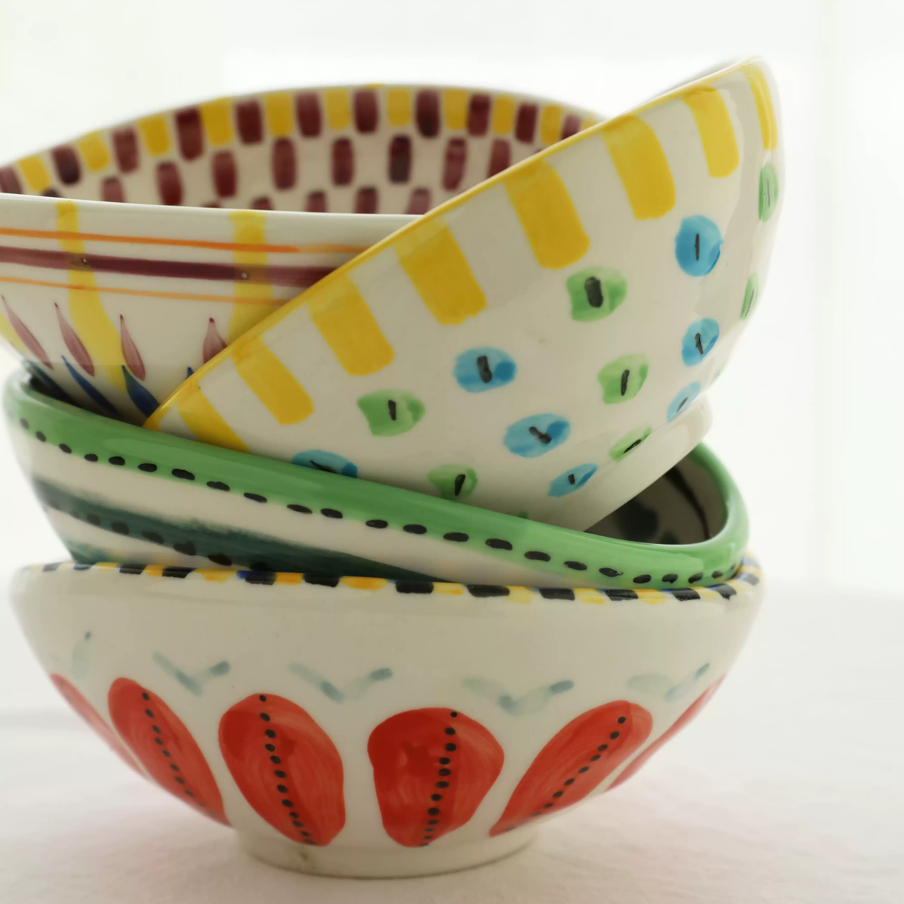 Pop Art Hand-Painted Irregular Egg-Shaped Rice Bowl