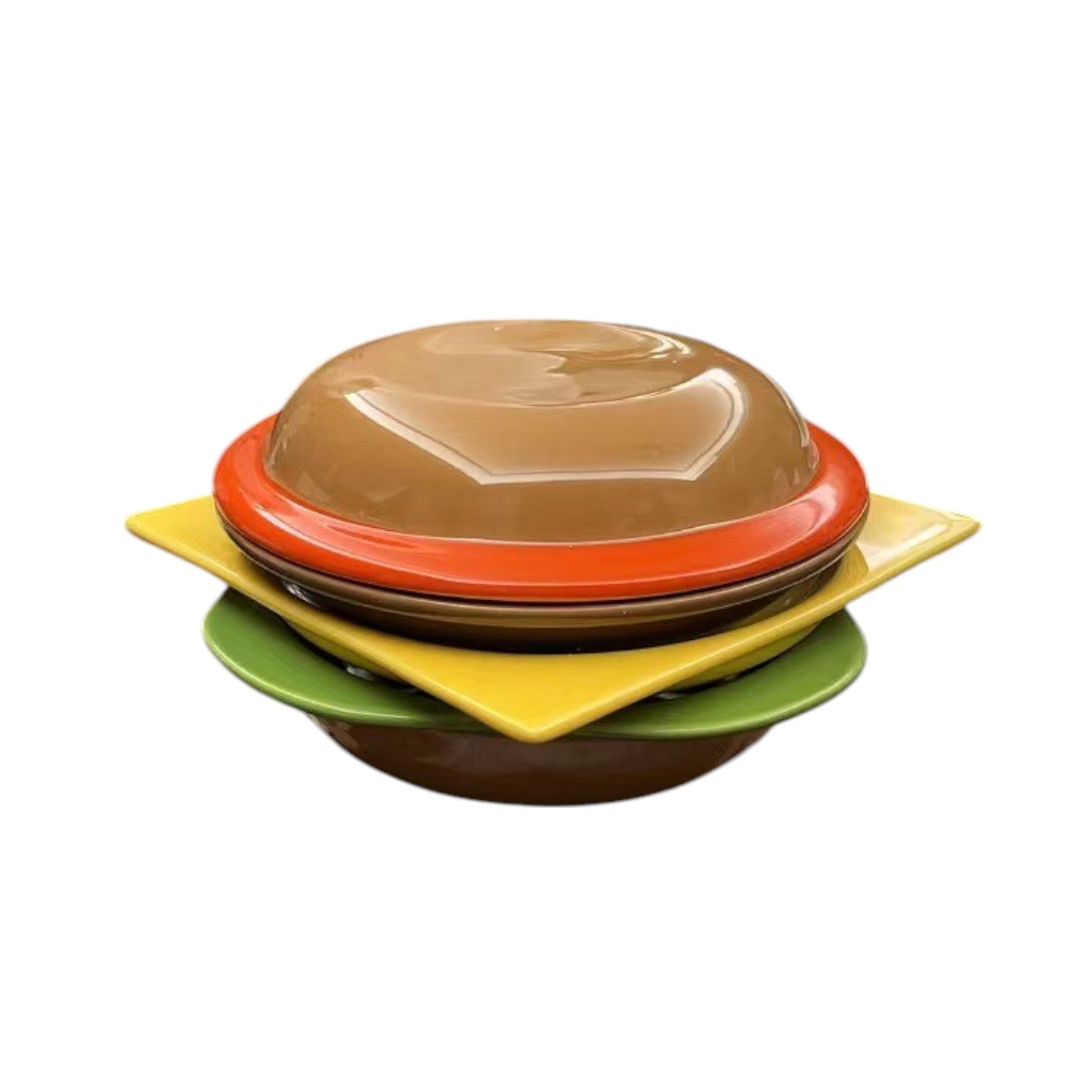 Burger Shape Ceramic Breakfast Plate Set (4-Piece)