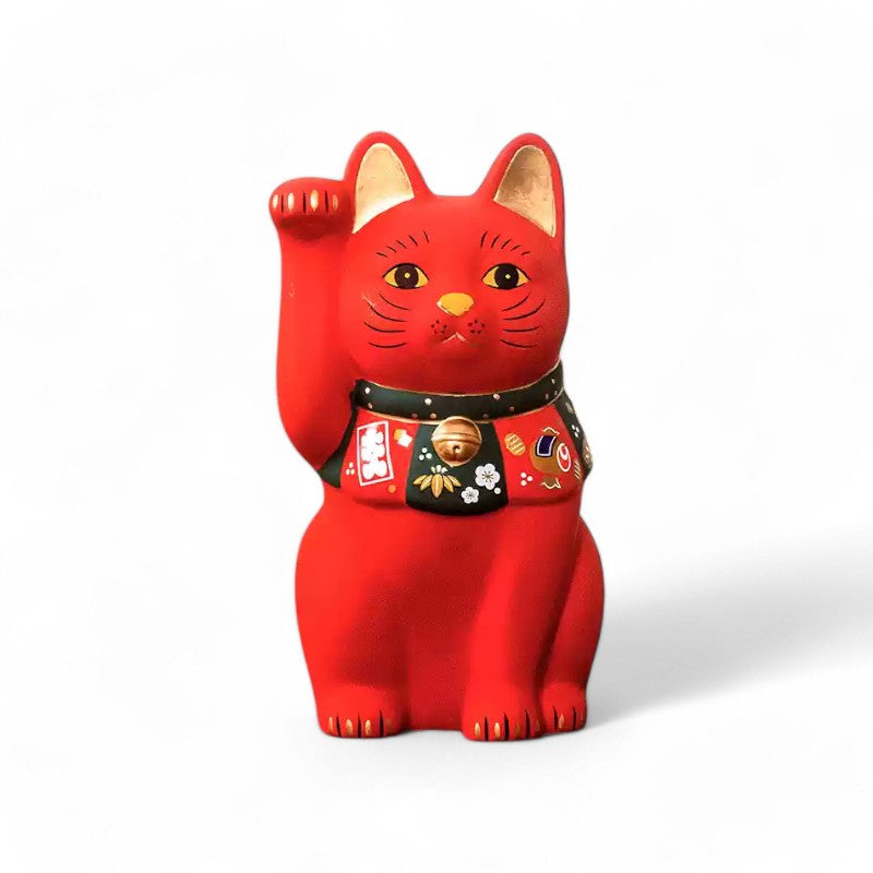 Japan Yakushigama - Fukusuke Ceramic Lucky Cat (Red)