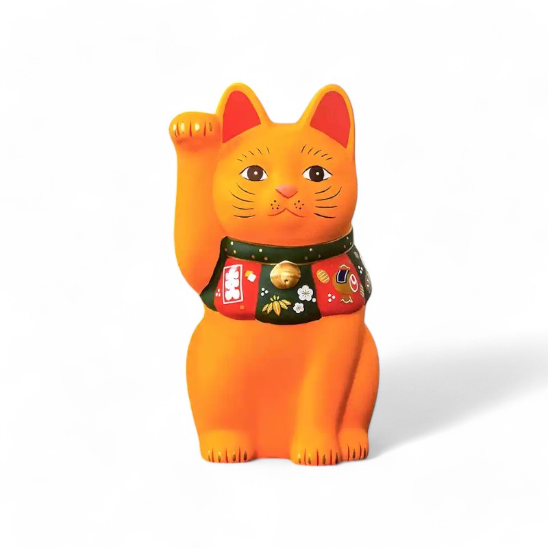 Japan Yakushigama - Fukusuke Ceramic Lucky Cat (Orange)