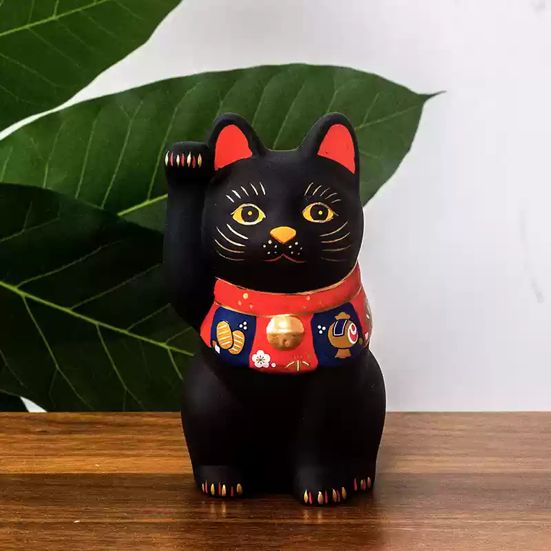 Japan Yakushigama - Fukusuke Ceramic Lucky Cat (Black)