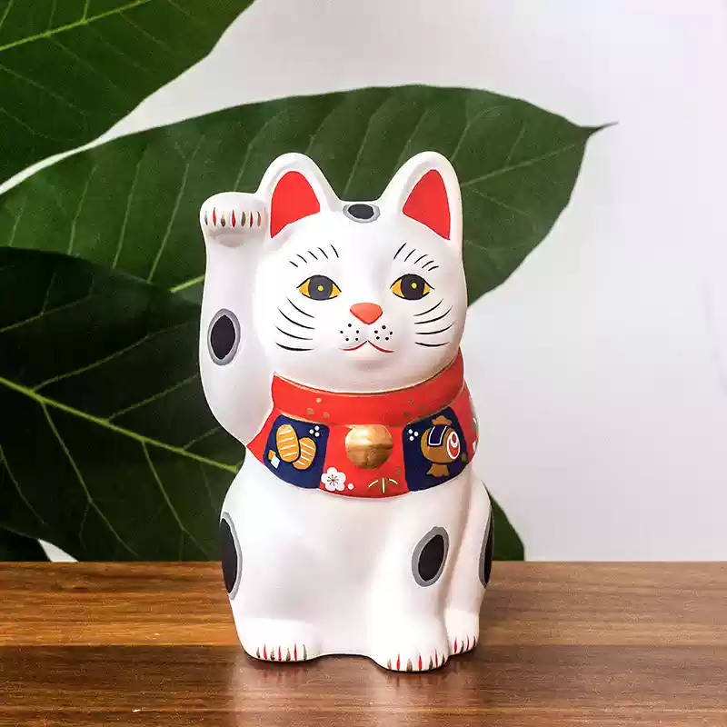 Japan Yakushigama - Fukusuke Ceramic Lucky Cat (White)