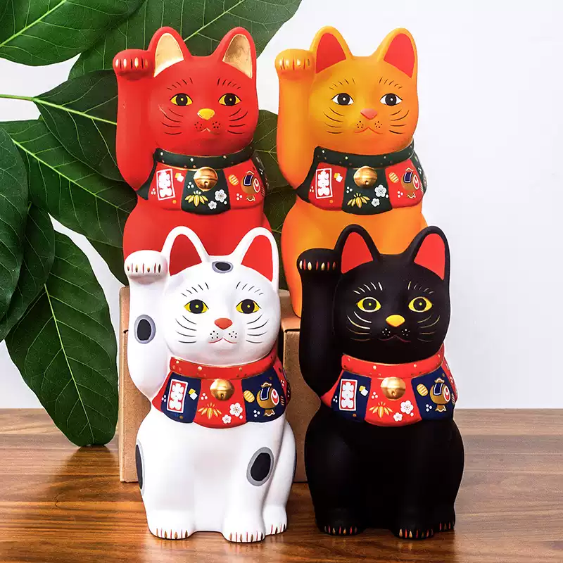 Japan Yakushigama - Fukusuke Ceramic Lucky Cat (Red)