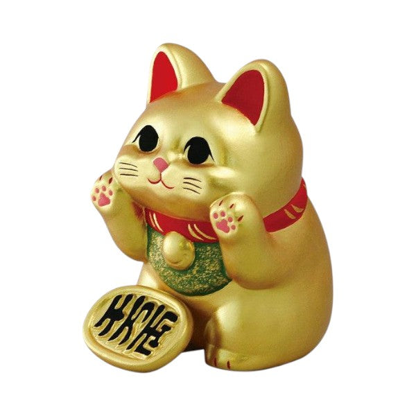 JAPAN Ryukodo - Flat-Faced Lucky Cat (Gold)