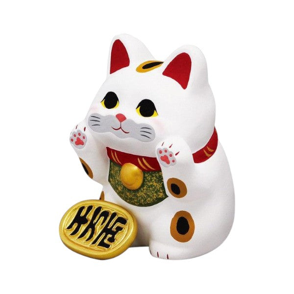 JAPAN Ryukodo - Flat-Faced Lucky Cat (White)